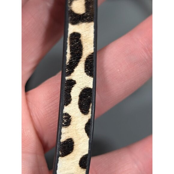 Cheetah Animal Print Faux Fur Gold Tone Hammered Wrap Bracelet 14 inch Boho - Picture 9 of 15